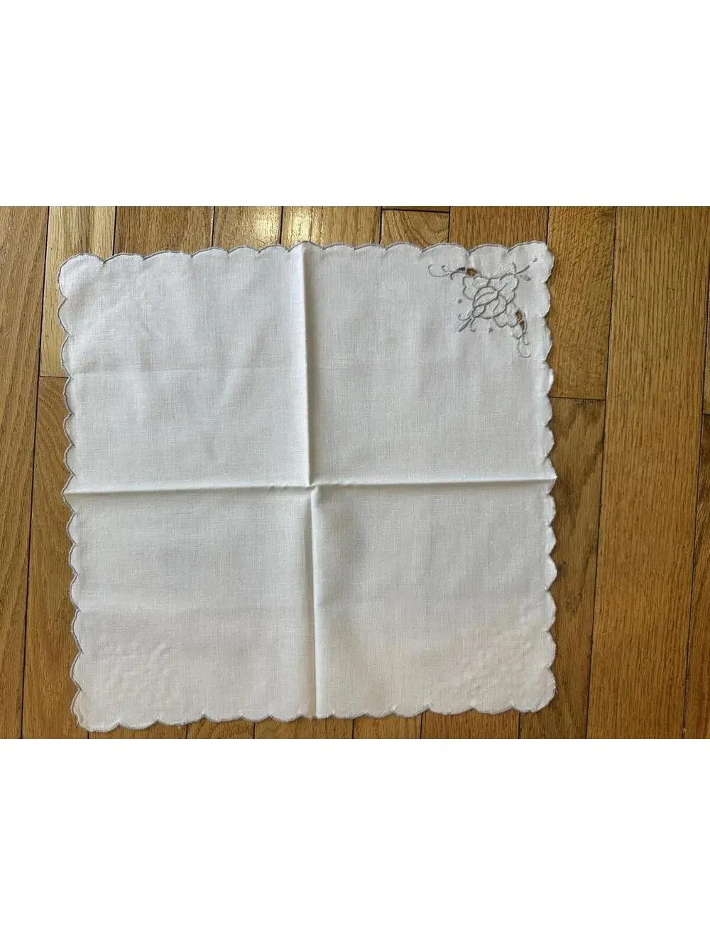VTG Embroidered Linen Table Runner Placemats Napkins Set Cutwork Madeira Style